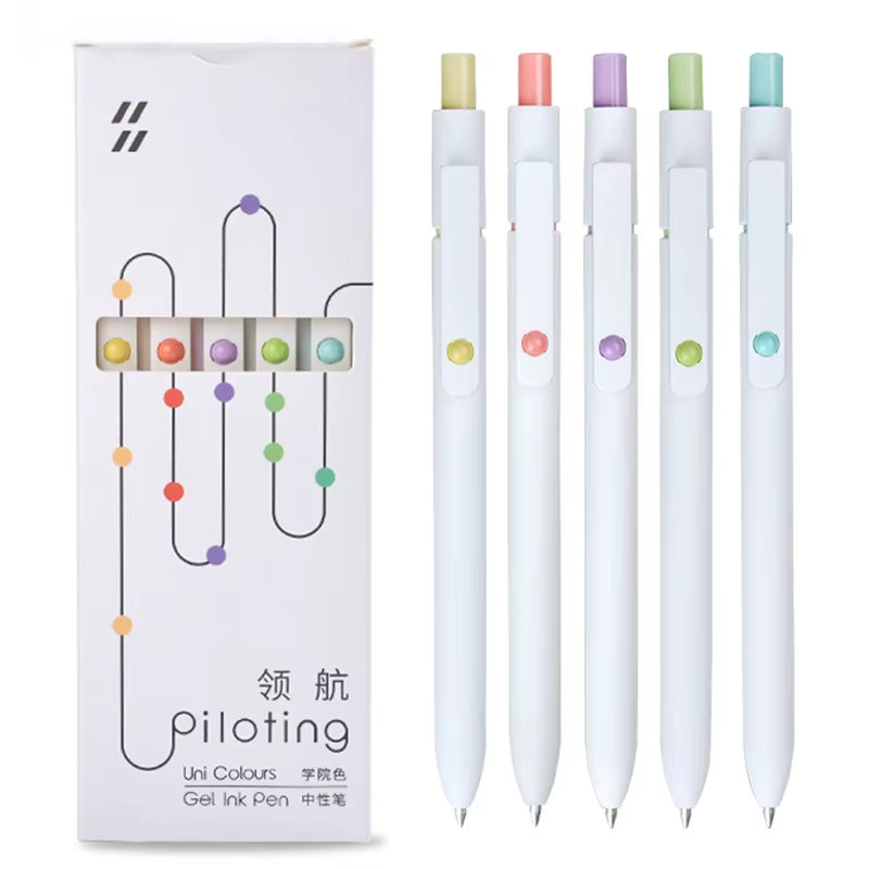 5Pcs/Pack 0.5MM Morandi Gel Pen Sets Black Refill Writing Gel Ink Pen for Student Kawaii Soft Touch Stationery Pen School Supply