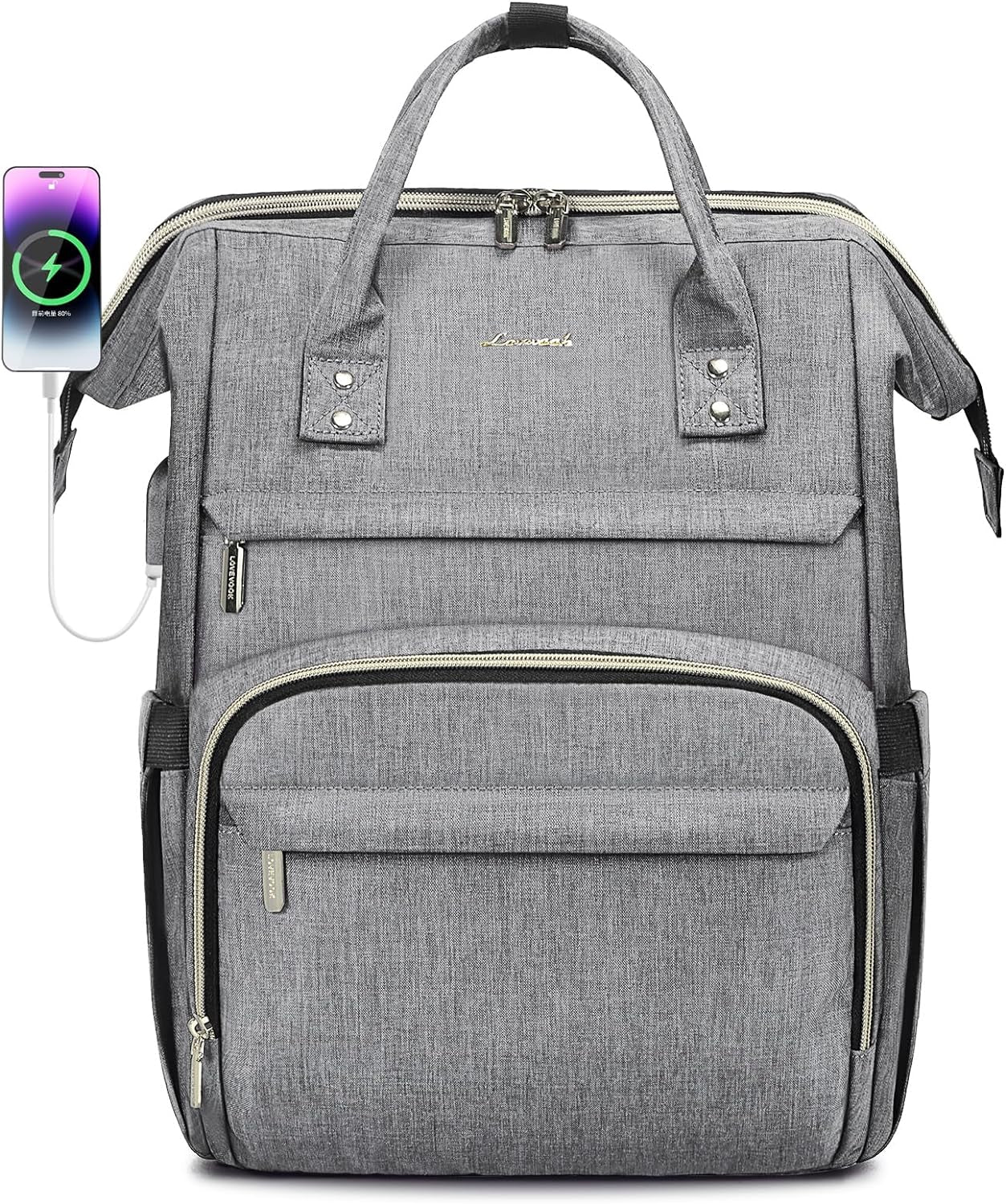 Laptop Backpack for Women,15.6 Inch Professional Womens Travel Backpack Purse Computer Laptop Bag Nurse Teacher Backpack,Waterproof College Work Bags Carry on Back Pack with USB Port,Grey