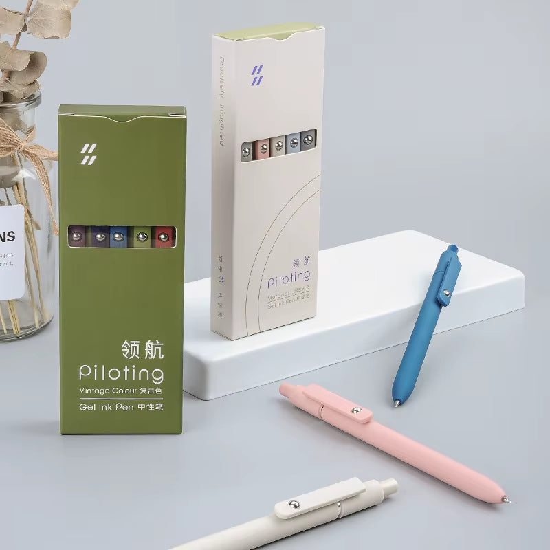 5Pcs/Pack 0.5MM Morandi Gel Pen Sets Black Refill Writing Gel Ink Pen for Student Kawaii Soft Touch Stationery Pen School Supply
