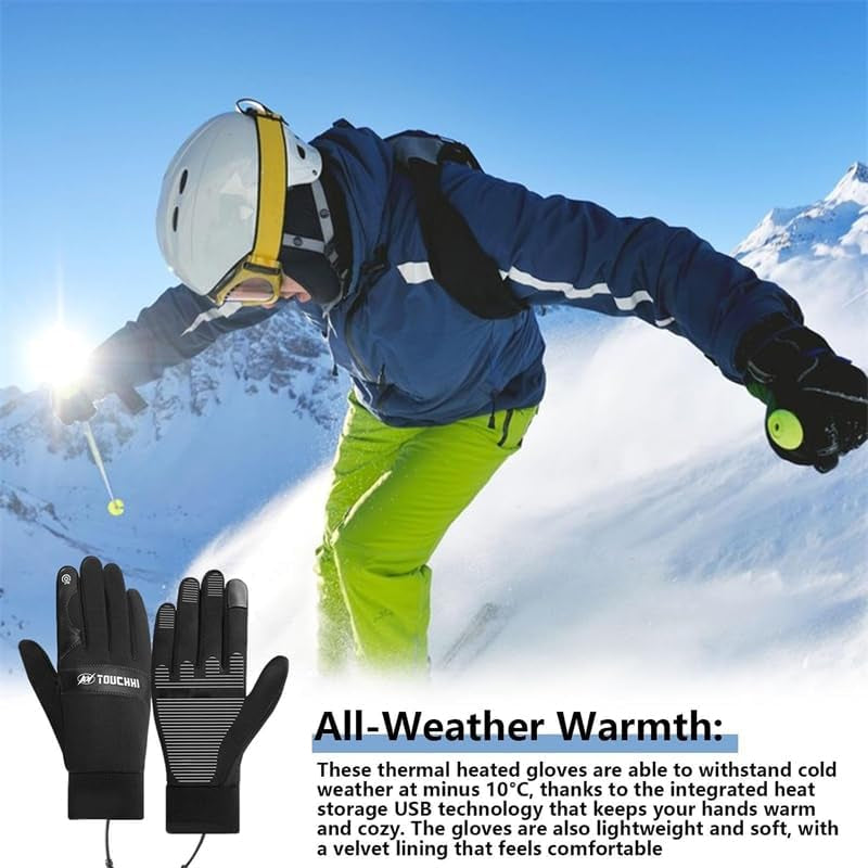 USB Heated Gloves - Motorcycle Riding Gloves,Lightweight Winter Gloves, Motorcycle Riding Gloves, Touchscreen Winter Windproof Warm Gloves for Outdoor
