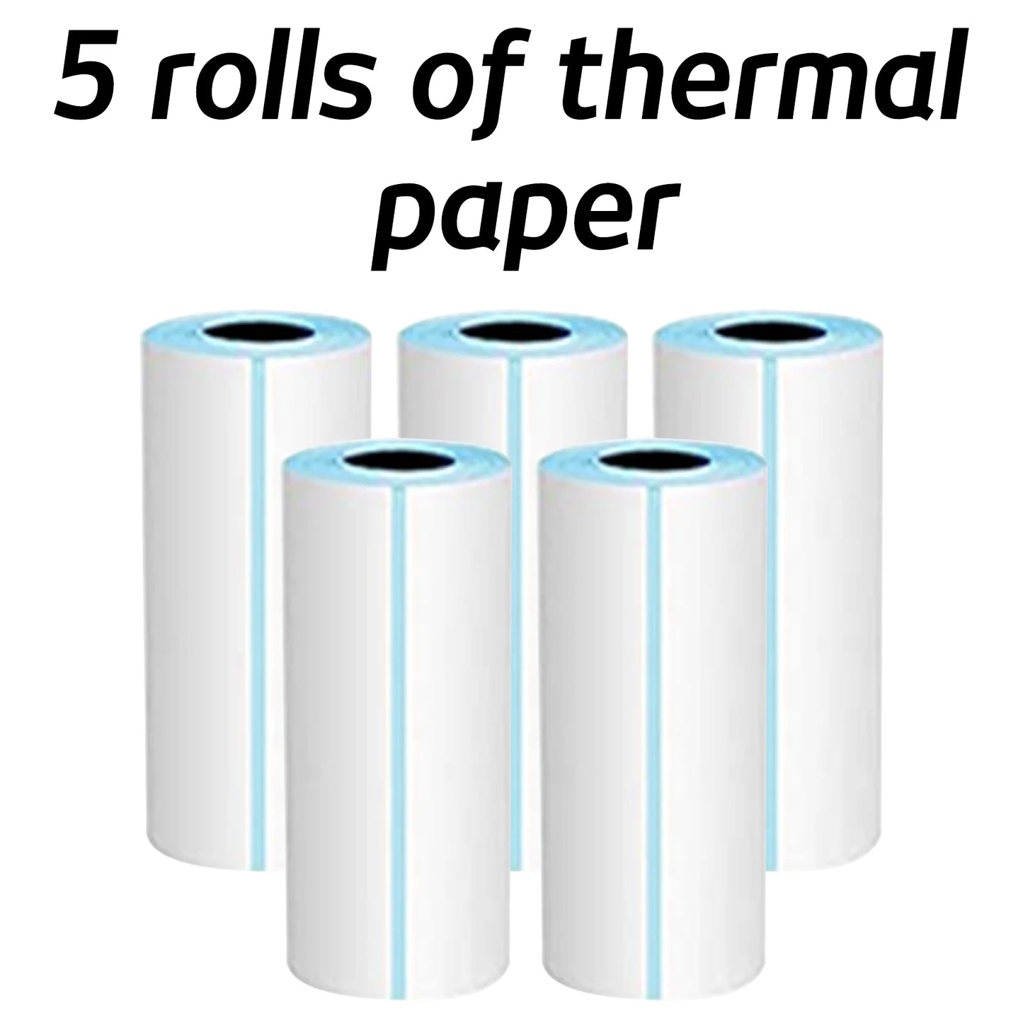 Portable Photo Printer Replacement Printing Paper, 5 Rolls of Thermal Paper + 5 Rolls of Sticky Paper