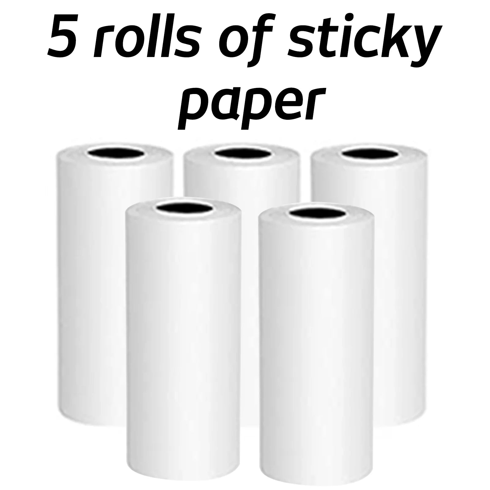 Portable Photo Printer Replacement Printing Paper, 5 Rolls of Thermal Paper + 5 Rolls of Sticky Paper