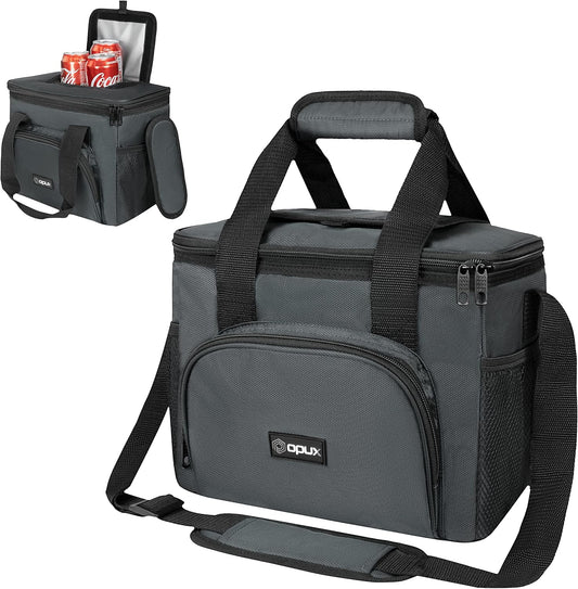 Soft Cooler Bag, Insulated Collapsible Soft Sided Cooler Lunch Cooler Bag for Men Work Camping Beach Travel, Leakproof Lunch Box 18 Cans, Gray
