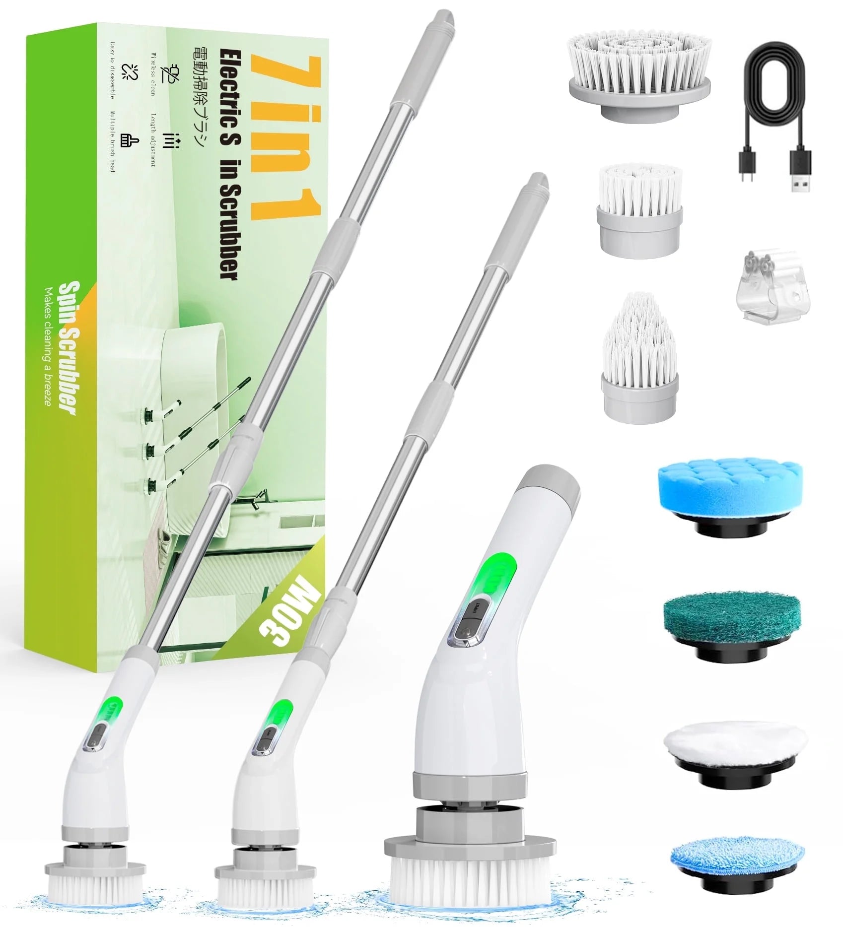 Electric Spin Scrubber, Cordless Bathroom Scrubber Cleaning Brush for Floor, Bathtub, Kitchen
