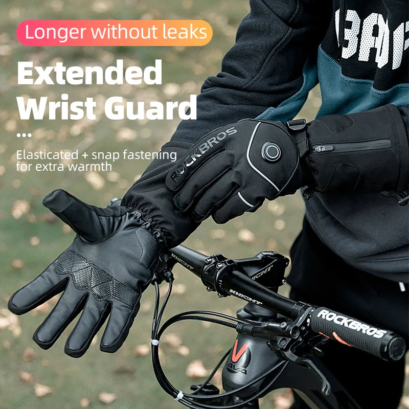Ski Gloves Heated Gloves Winter Gloves Rechargeable Waterproof USB Ski Heated Gloves Bike Touch Screen Battery Gloves