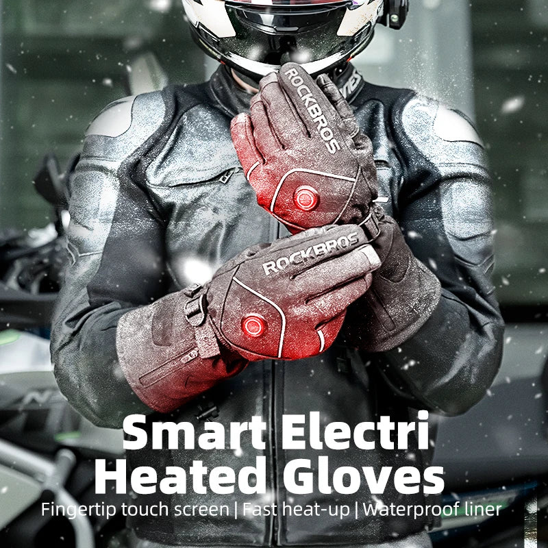 Ski Gloves Heated Gloves Winter Gloves Rechargeable Waterproof USB Ski Heated Gloves Bike Touch Screen Battery Gloves
